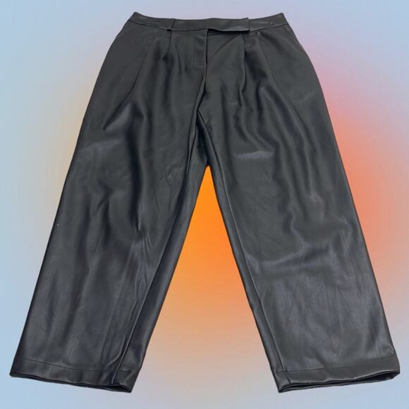 OPHELIA ROE Women’s 16 Black Faux Leather HIGH RISE Ankle Pant - Picture 2 of 3